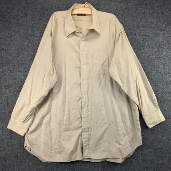 Gitman Bros. For Rochester Dress Shirt Mens 18.5-36 Tall Long Sleeve Tan Cotton - Picture 2 of 16